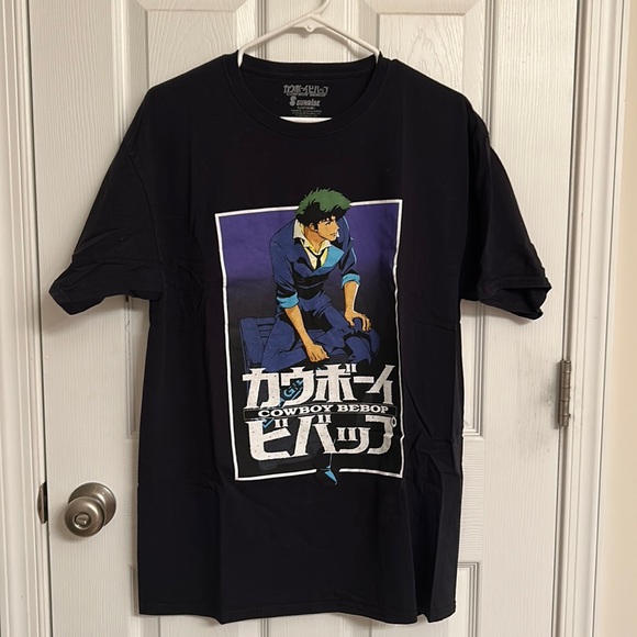 Cowboy Bebop Anime Spike Spiegel Black Crew Short Sleeve Cotton T-shirt Large - Picture 1 of 5